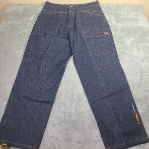 Vintage Platinum Fubu Y2k Fat Albert Baggy Embroidered‎ Navy  Jeans Mens 38x34